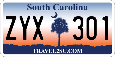 SC license plate ZYX301