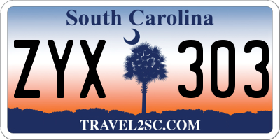SC license plate ZYX303