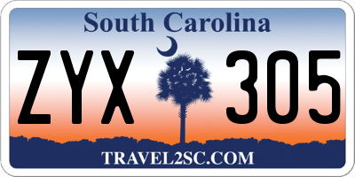 SC license plate ZYX305