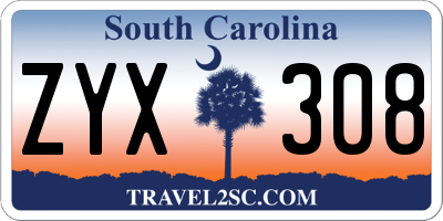 SC license plate ZYX308