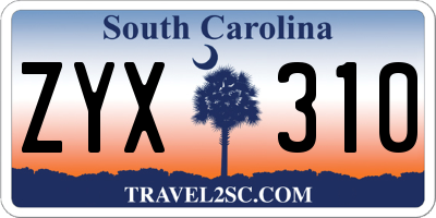 SC license plate ZYX310