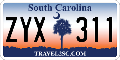 SC license plate ZYX311