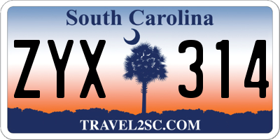 SC license plate ZYX314