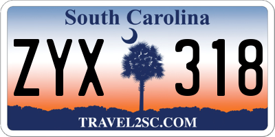 SC license plate ZYX318