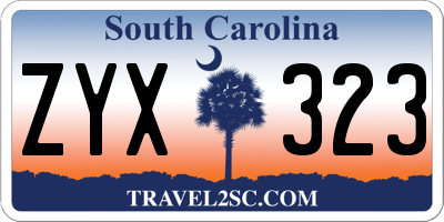 SC license plate ZYX323