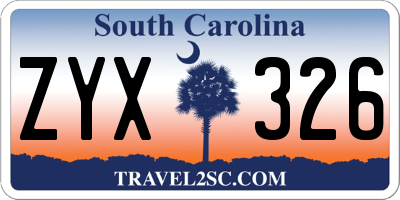 SC license plate ZYX326