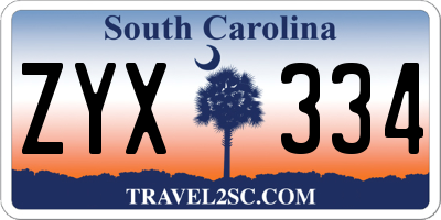 SC license plate ZYX334