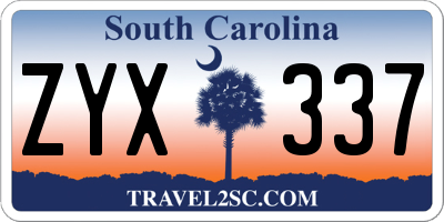 SC license plate ZYX337