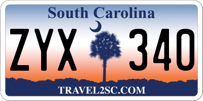 SC license plate ZYX340
