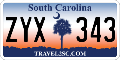 SC license plate ZYX343