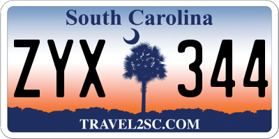 SC license plate ZYX344