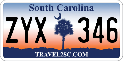 SC license plate ZYX346