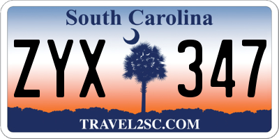 SC license plate ZYX347