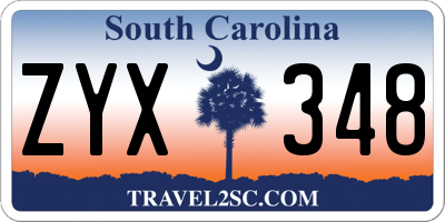 SC license plate ZYX348