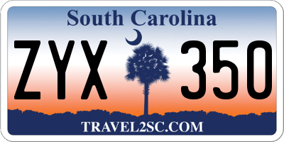 SC license plate ZYX350