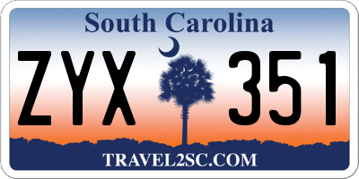 SC license plate ZYX351