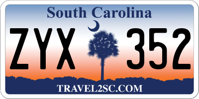 SC license plate ZYX352