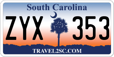 SC license plate ZYX353