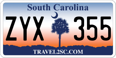 SC license plate ZYX355