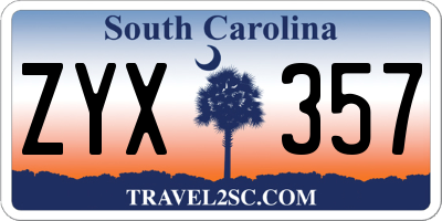 SC license plate ZYX357