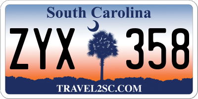 SC license plate ZYX358