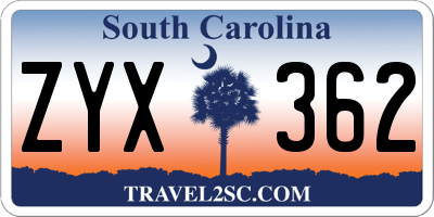 SC license plate ZYX362