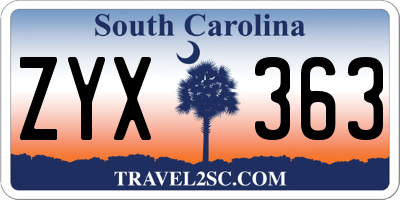 SC license plate ZYX363