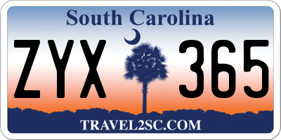 SC license plate ZYX365