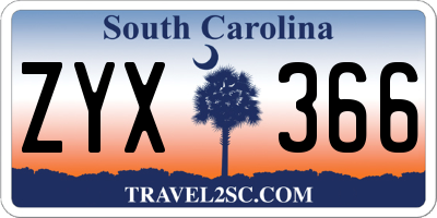 SC license plate ZYX366