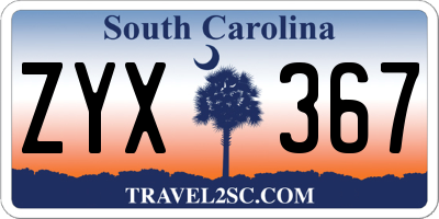 SC license plate ZYX367