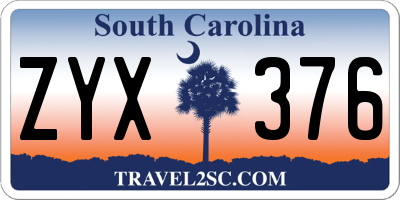 SC license plate ZYX376