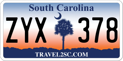 SC license plate ZYX378