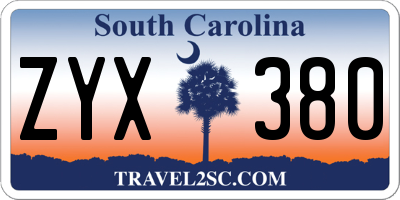 SC license plate ZYX380