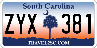 SC license plate ZYX381