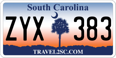 SC license plate ZYX383