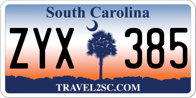 SC license plate ZYX385