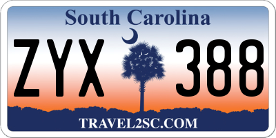 SC license plate ZYX388