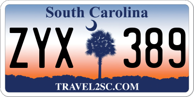SC license plate ZYX389
