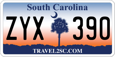 SC license plate ZYX390