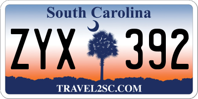 SC license plate ZYX392