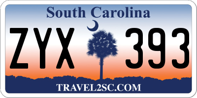 SC license plate ZYX393