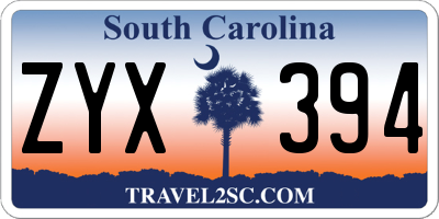 SC license plate ZYX394