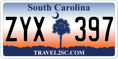 SC license plate ZYX397