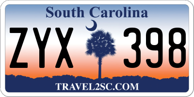 SC license plate ZYX398
