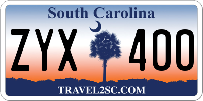 SC license plate ZYX400