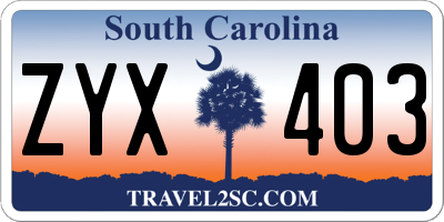 SC license plate ZYX403