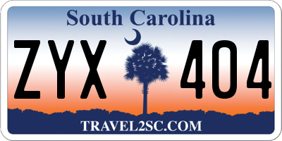 SC license plate ZYX404