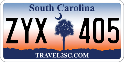 SC license plate ZYX405