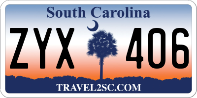 SC license plate ZYX406