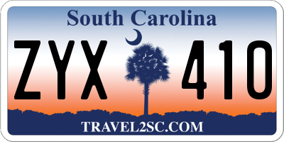 SC license plate ZYX410
